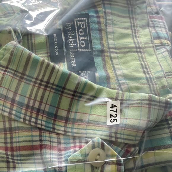 Vintage Polo Ralph Lauren Shirt Mens XL Green Plaid Epaulet Button Up Safari - Picture 13 of 13